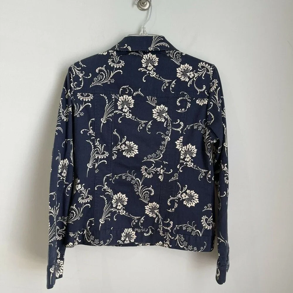 Pendleton Womens Blue Floral Long Sleeve Button Front Jacket - Picture 3 of 5